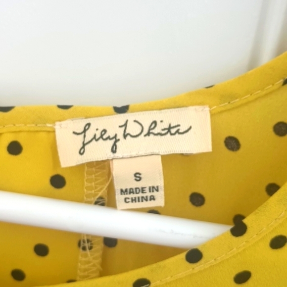 Lily White yellow and black polka dot blouse size S - Picture 3 of 7